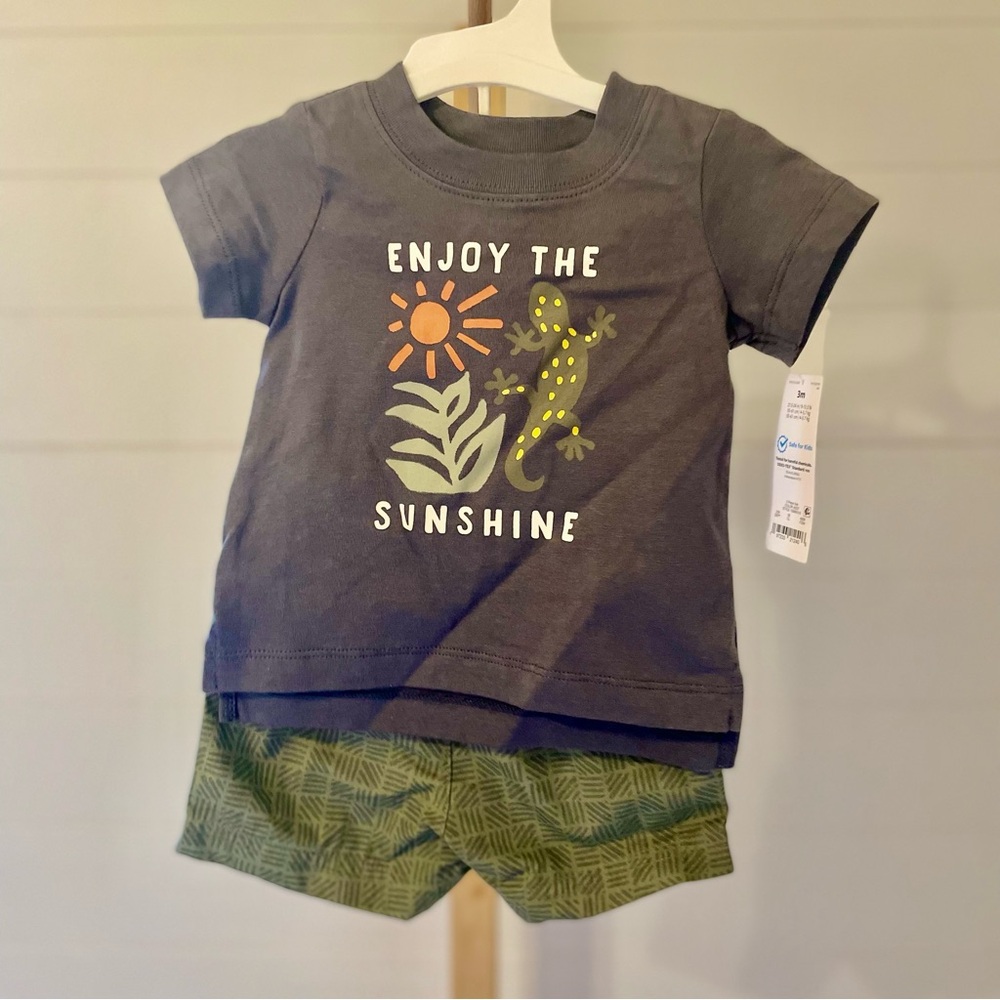 Carter's Just One You Baby Boys' 2pc Sunshine Set‎ - Olive Gray 3M